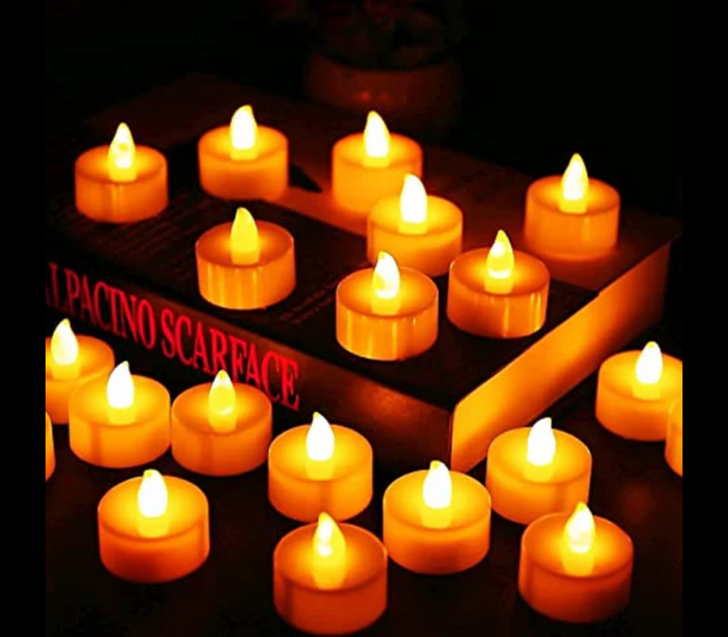Pack of 12/24 Realistic LED Flameless Tea Light Candles - Battery Operated