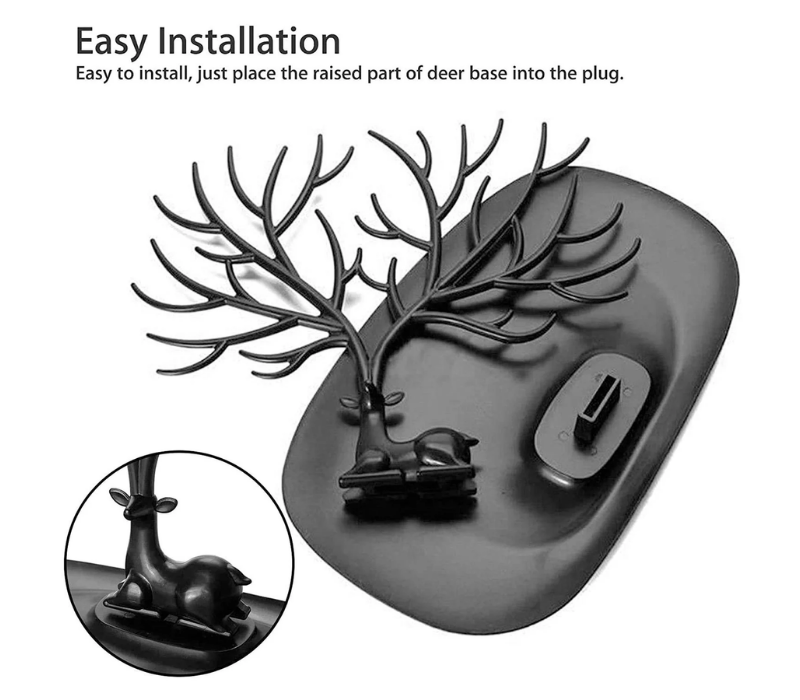 Elegant Deer Antler Jewelry Tree & Organizer Tray - Aesthetic Cosmetic Display