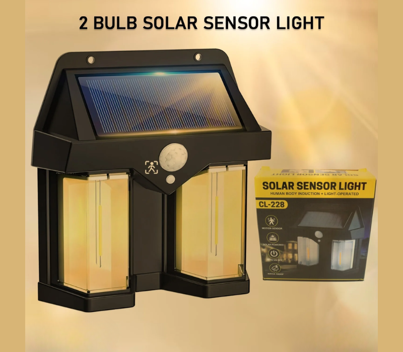 Dual LED Solar Motion Sensor Outdoor Light - Waterproof Wall-Mount Security Lamp