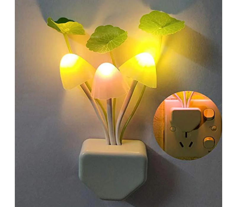 Smart Dusk-to-Dawn LED Mushroom Night Light - Color Changing Wall Plug Lamp