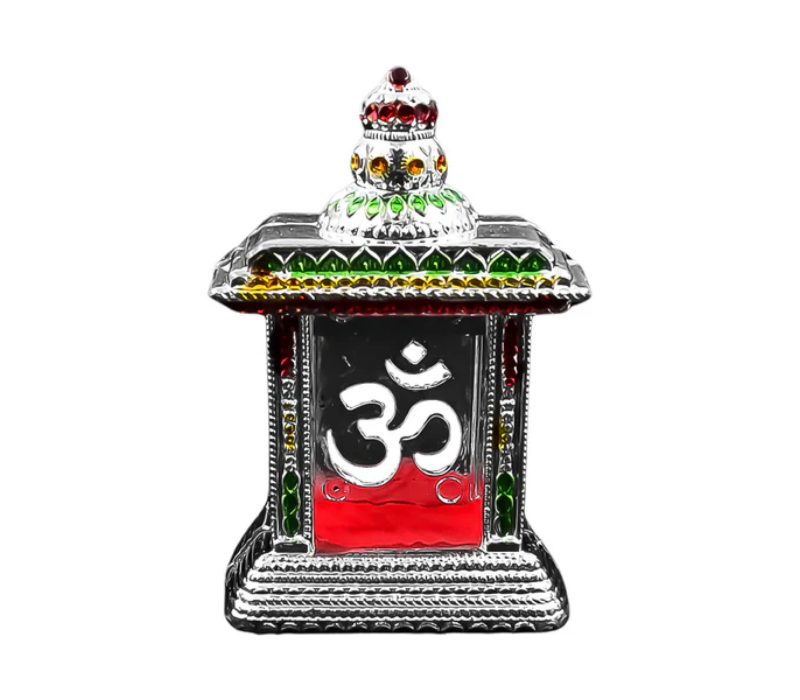 Premium Silver Plated Om Car Dashboard Temple
