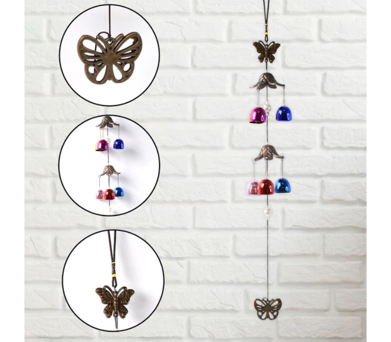 Vintage Butterfly Wind Chime with Vibrant Harmonic Bells - Decorative Hanging Ornament