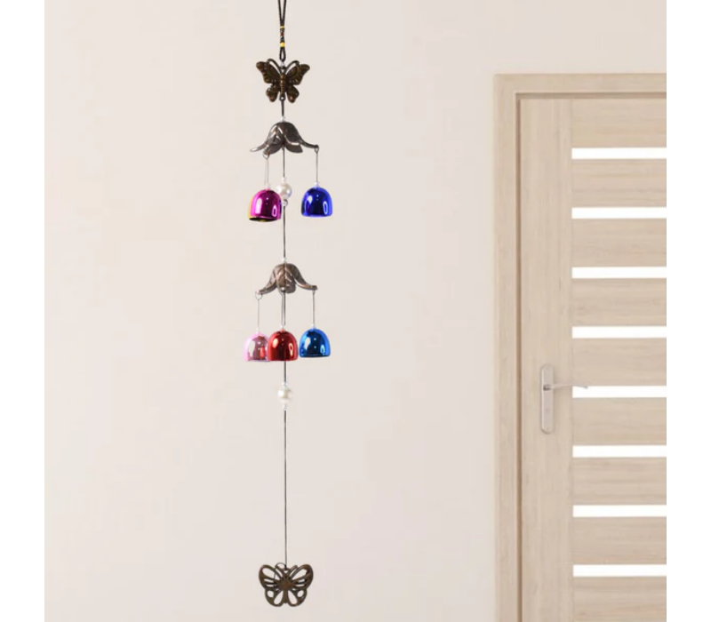 Vintage Butterfly Wind Chime with Vibrant Harmonic Bells - Decorative Hanging Ornament