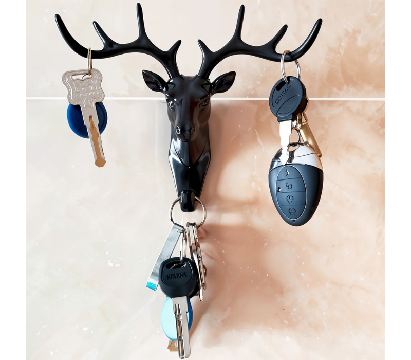 Elegant Deer Head Wall Hook - Self-Adhesive Antler Key Holder & Jewelry Organizer