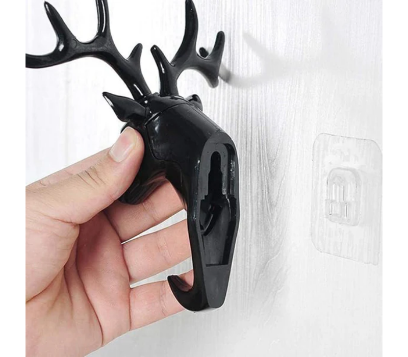 Elegant Deer Head Wall Hook - Self-Adhesive Antler Key Holder & Jewelry Organizer