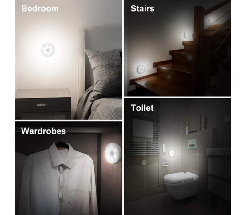 USB Rechargeable Smart Motion Sensor LED Night Light - Wireless Wall Lamp