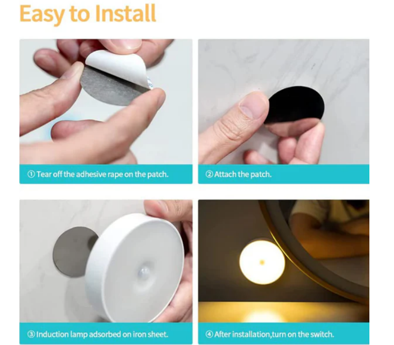 USB Rechargeable Smart Motion Sensor LED Night Light - Wireless Wall Lamp